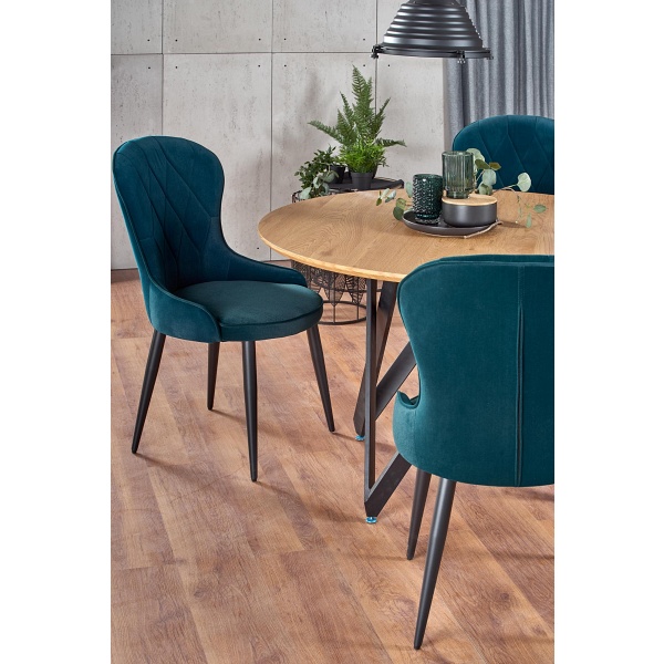 Stół MOZAMBIK , blat - dab złoty, stelaż - czarny - Halmar