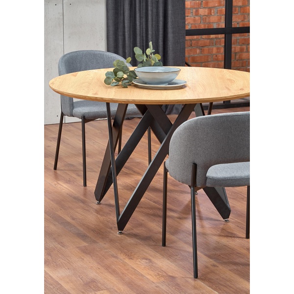 Stół MOZAMBIK , blat - dab złoty, stelaż - czarny - Halmar