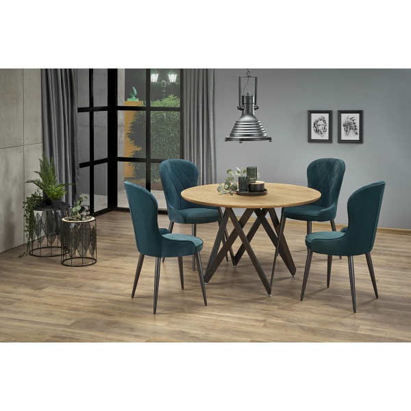 Stół MOZAMBIK , blat - dab złoty, stelaż - czarny - Halmar