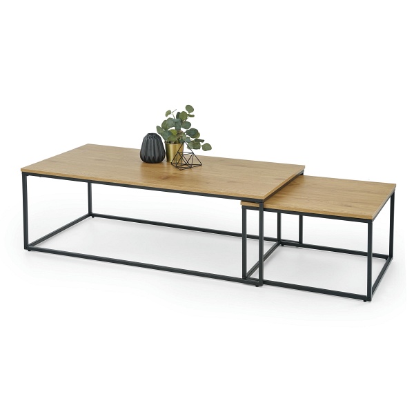 ALASKA zestaw 2 ław dąb złoty / czarny - Halmar