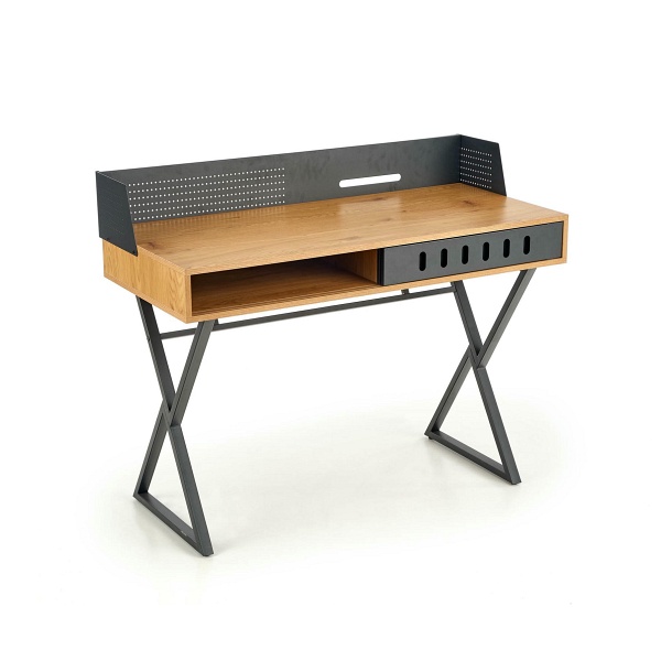 Biurko B43 dąb złoty / czarny - Halmar