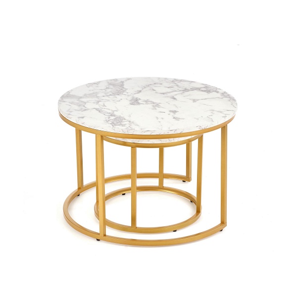 PAOLA zestaw 2 ław, marmur / złoty - Halmar