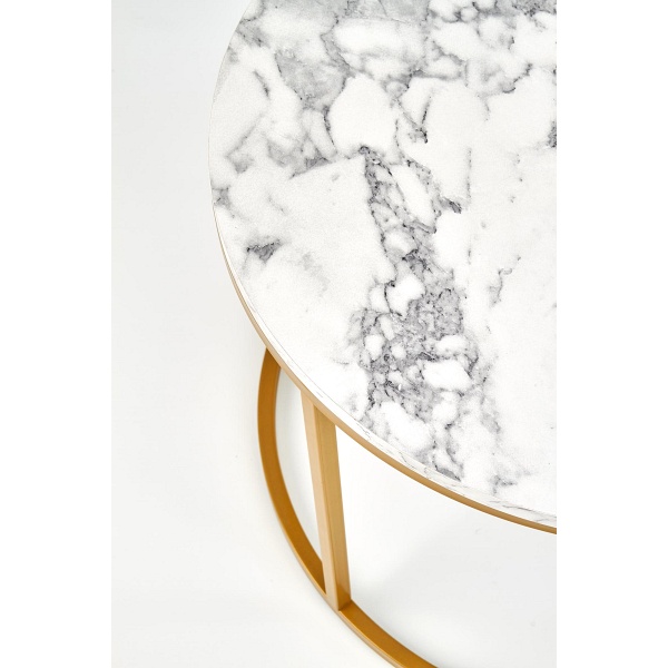 PAOLA zestaw 2 ław, marmur / złoty - Halmar