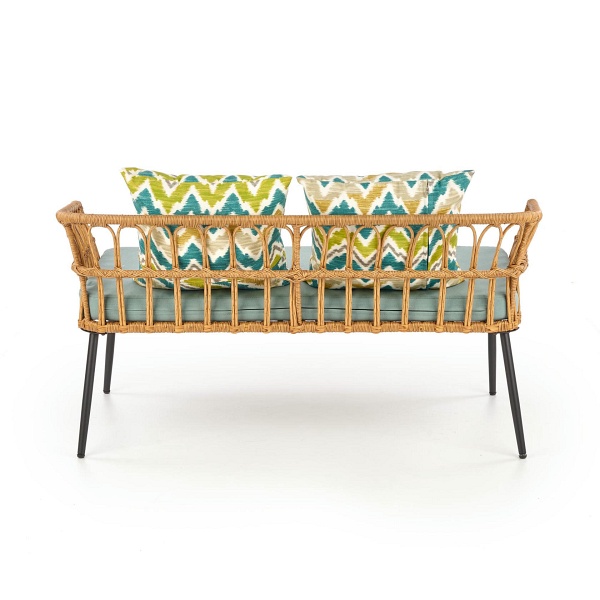 Fotel GARDENA 2S podwójny czarny / naturalny / popielaty - Halmar