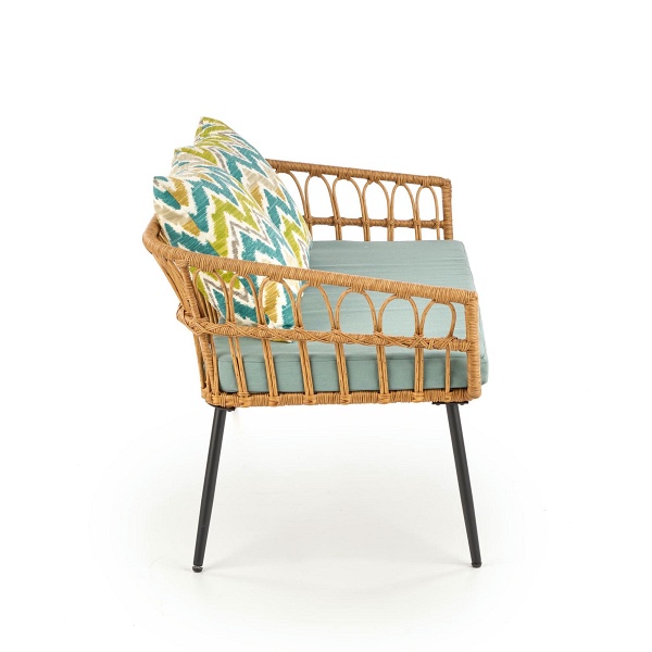 Fotel GARDENA 2S podwójny czarny / naturalny / popielaty - Halmar