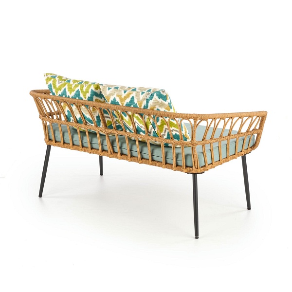 Fotel GARDENA 2S podwójny czarny / naturalny / popielaty - Halmar