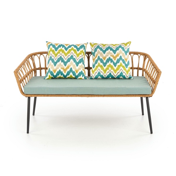 Fotel GARDENA 2S podwójny czarny / naturalny / popielaty - Halmar