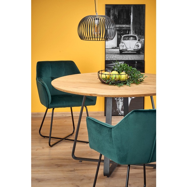 Stół LOOPER 2 , blat - dąb złoty, nogi - czarny - Halmar