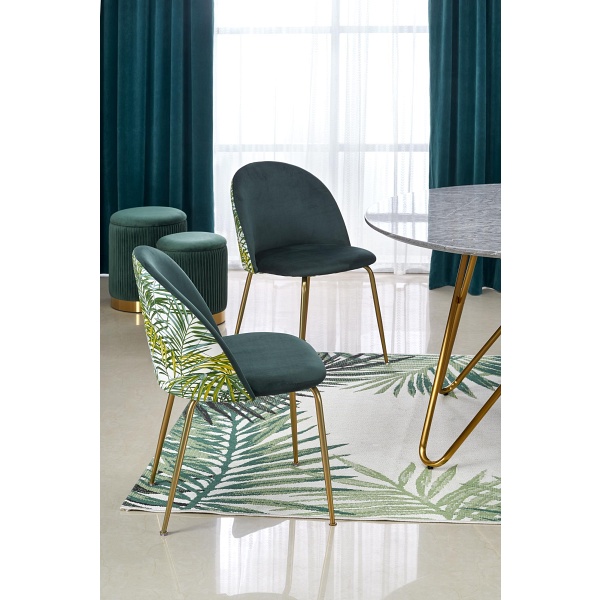 Stół BONELLO , blat - popielaty marmur, nogi - złoty - Halmar