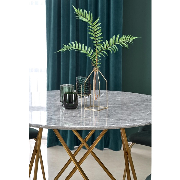 Stół BONELLO , blat - popielaty marmur, nogi - złoty - Halmar