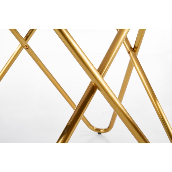 Stół BONELLO , blat - popielaty marmur, nogi - złoty - Halmar