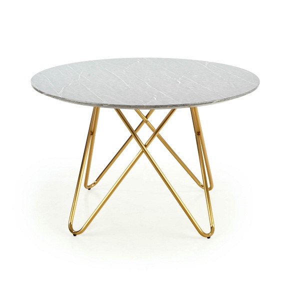 Stół BONELLO , blat - popielaty marmur, nogi - złoty - Halmar