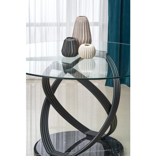 Stół OPTICO , blat - transparentny, nogi - czarny - Halmar