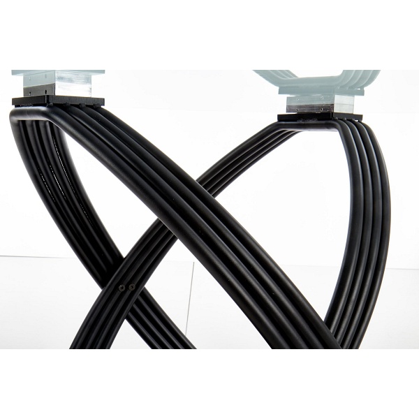 Stół OPTICO , blat - transparentny, nogi - czarny - Halmar