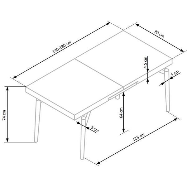 Stół CAMBELL rozkładany, blat - naturalny, nogi - czarny - Halmar