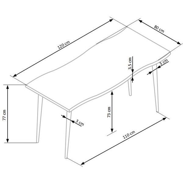 Stół LARSON , blat - naturalny, nogi - czarny - Halmar