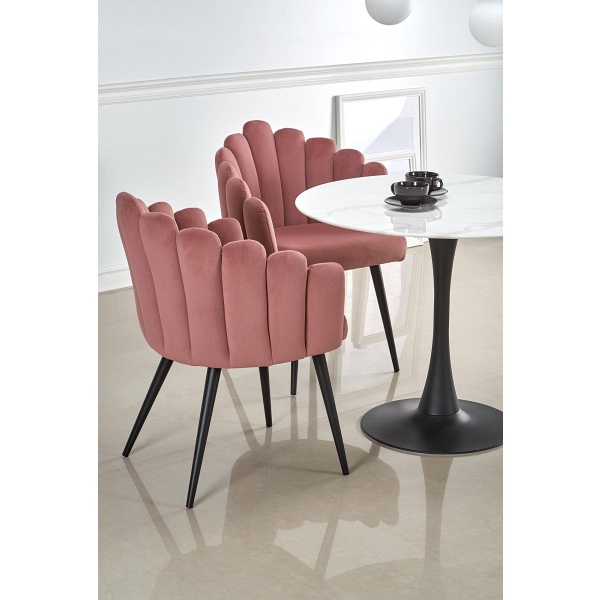 Stół AMBROSIO okrągły, blat - szkło, noga - czarny - Halmar