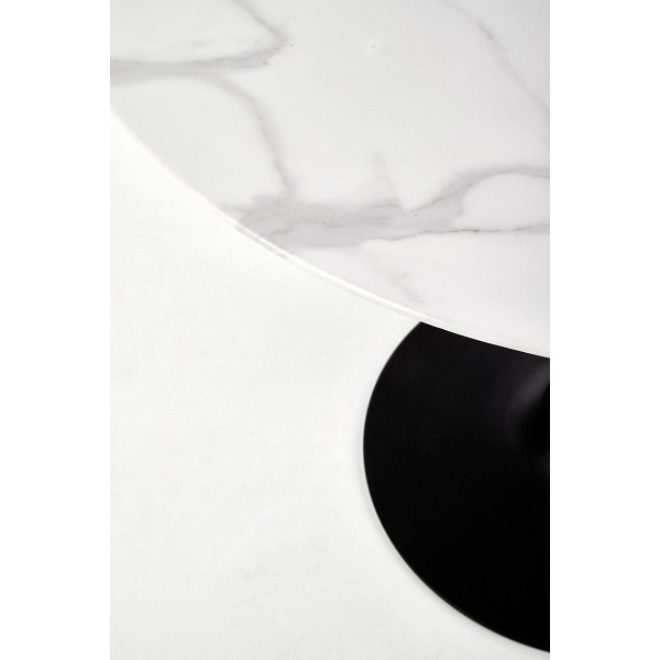 Stół AMBROSIO okrągły, blat - szkło, noga - czarny - Halmar