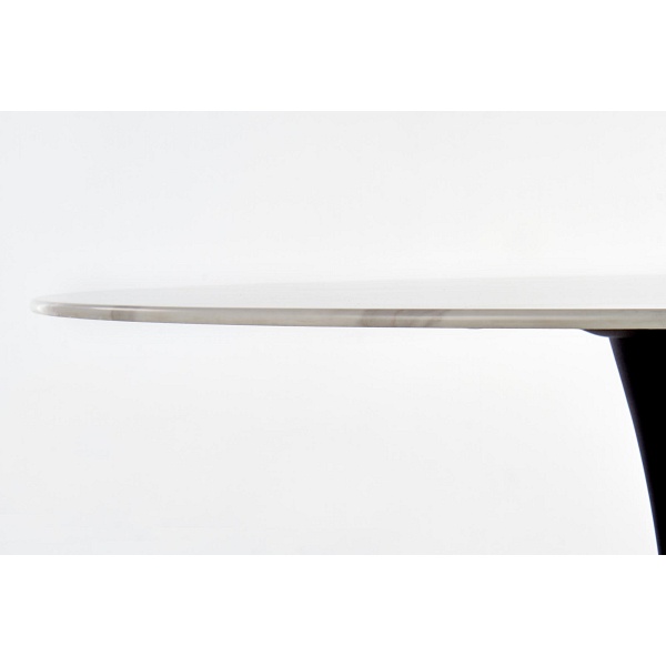 Stół AMBROSIO okrągły, blat - szkło, noga - czarny - Halmar