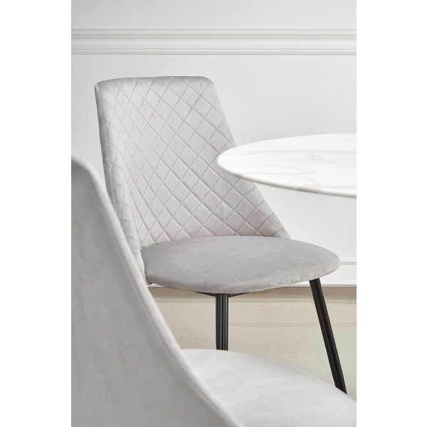 Stół AMBROSIO okrągły, blat - szkło, noga - czarny - Halmar