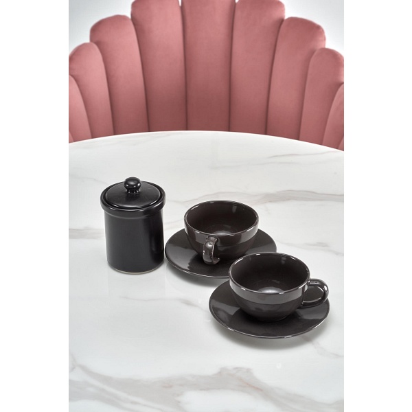 Stół AMBROSIO okrągły, blat - szkło, noga - czarny - Halmar