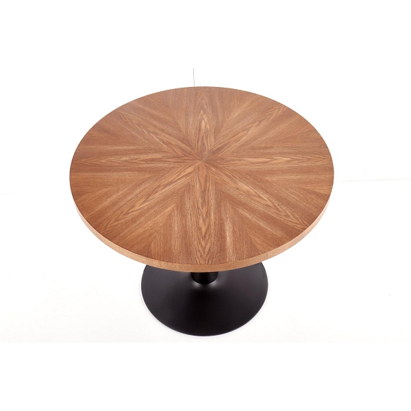 Stół CARMELO okrągły, blat - orzech, noga - czarny - Halmar