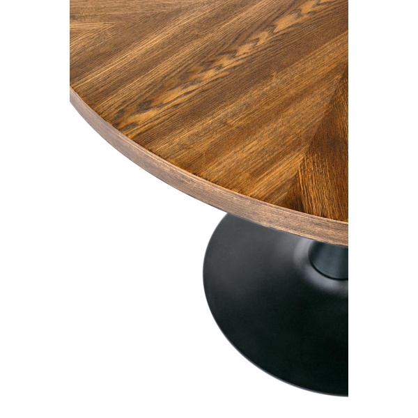 Stół CARMELO okrągły, blat - orzech, noga - czarny - Halmar