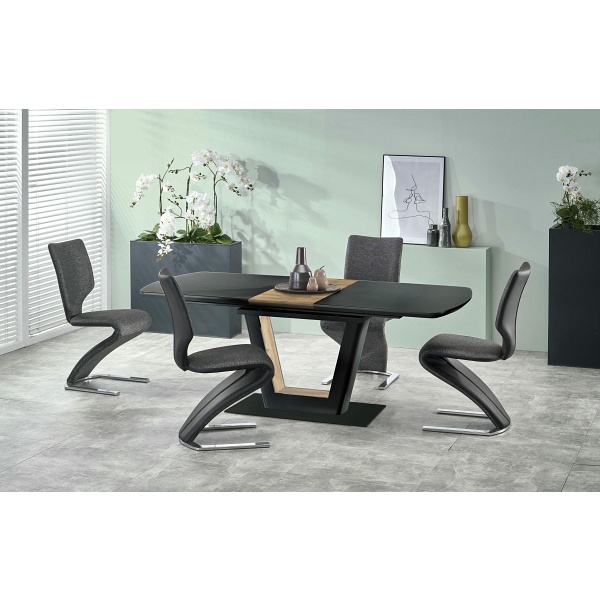 Stół FARREL rozkładany czarny / orzechowy - Halmar