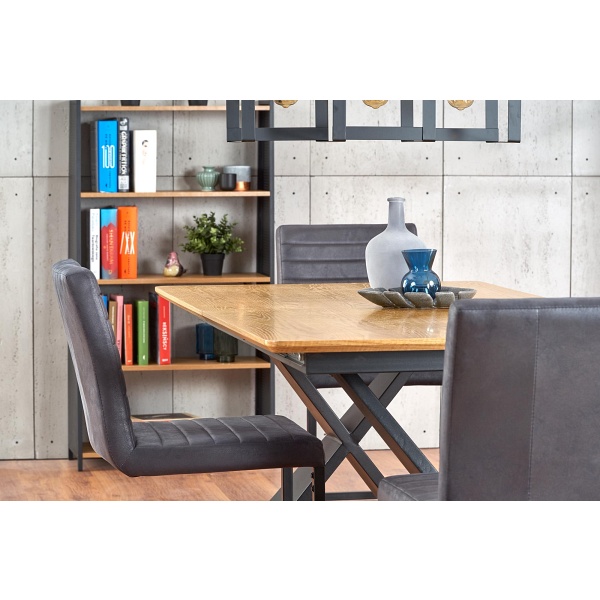 Stół CHANDLER rozkładany dąb naturalny / czarny - Halmar