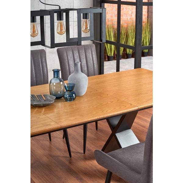 Stół CHANDLER rozkładany dąb naturalny / czarny - Halmar