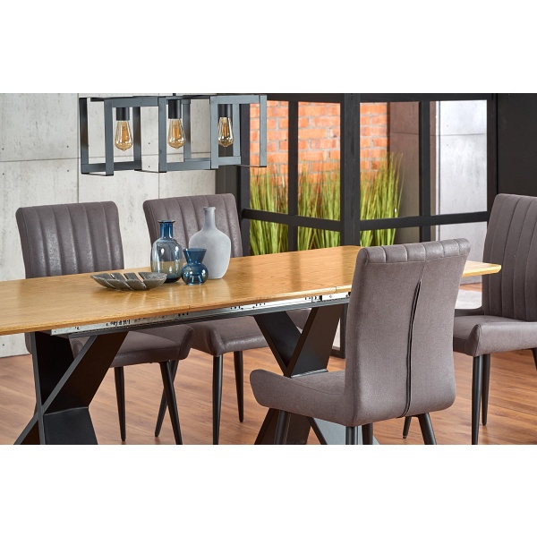 Stół CHANDLER rozkładany dąb naturalny / czarny - Halmar