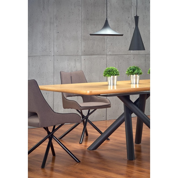 Stół DERRICK rozkładany dąb naturalny / czarny - Halmar