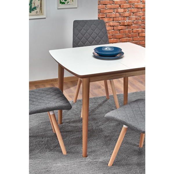 Stół BARRET kolor blat - biały mat, nogi - dąb lefkas - Halmar