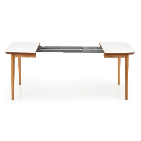 Stół BARRET kolor blat - biały mat, nogi - dąb lefkas - Halmar