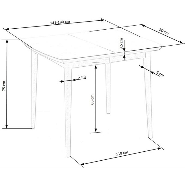 Stół BARRET kolor blat - biały mat, nogi - dąb lefkas - Halmar