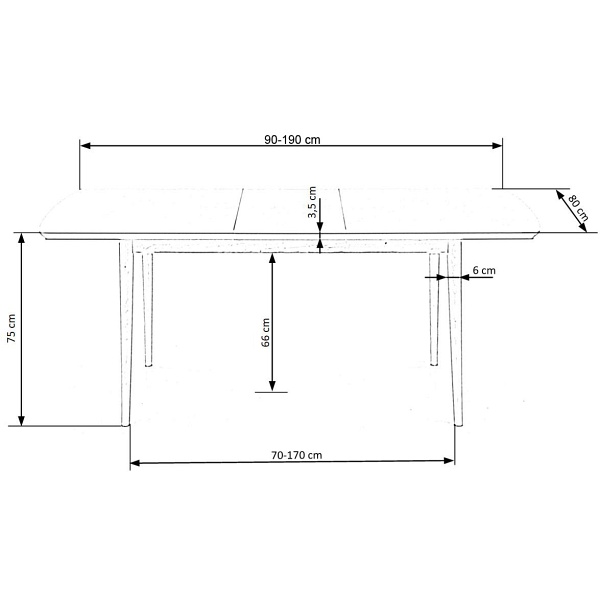 Stół BARRET kolor blat - biały mat, nogi - dąb lefkas - Halmar