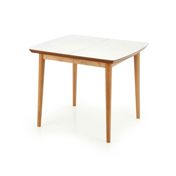 Stół BARRET kolor blat - biały mat, nogi - dąb lefkas - Halmar