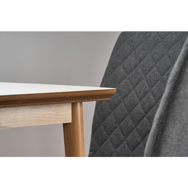 Stół BARRET kolor blat - biały mat, nogi - dąb lefkas - Halmar