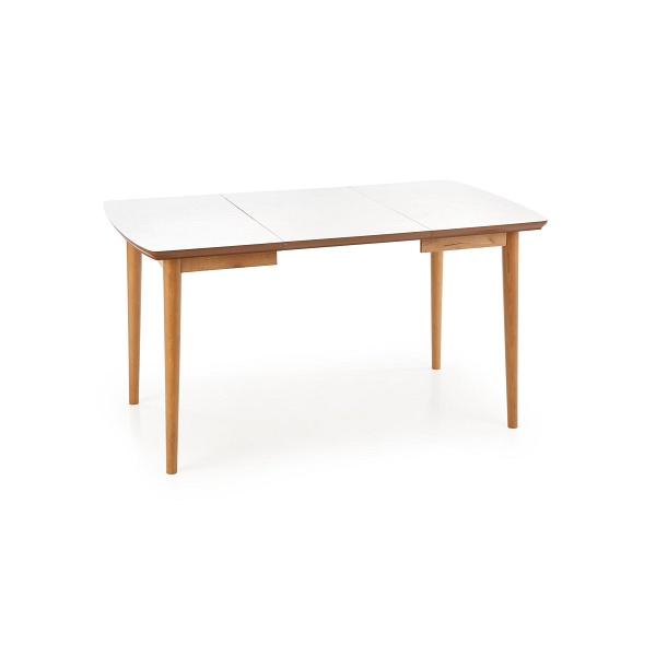 Stół BRADLEY kolor blat - biały mat, nogi - dąb lefkas - Halmar