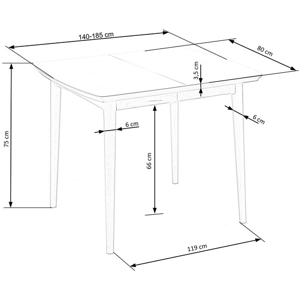Stół BRADLEY kolor blat - biały mat, nogi - dąb lefkas - Halmar