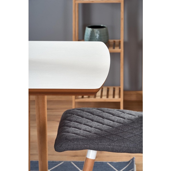 Stół BRADLEY kolor blat - biały mat, nogi - dąb lefkas - Halmar