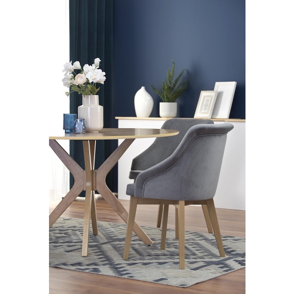 Stół NICOLAS okrągły dąb naturalny - Halmar