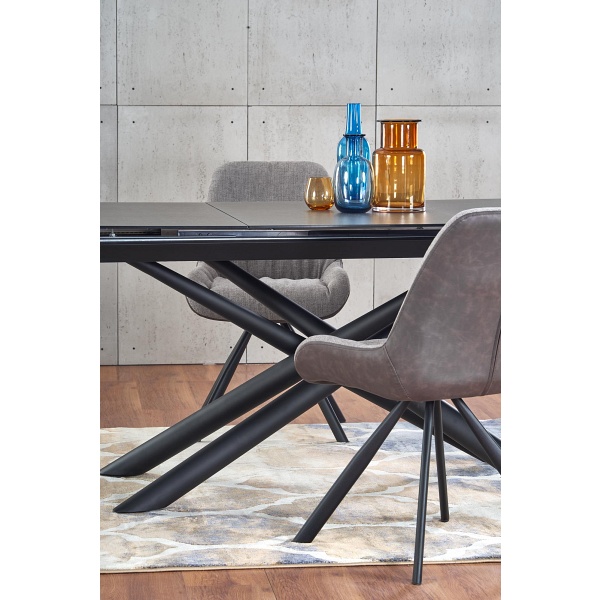 Stół CAPELLO rozkładany blat - ciemny popiel, nogi - czarny - Halmar