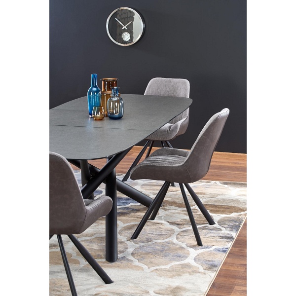 Stół CAPELLO rozkładany blat - ciemny popiel, nogi - czarny - Halmar