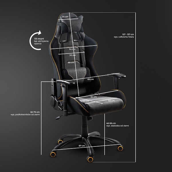 Fotel EVOLVE PRO Gaming gabinetowy czarno-szarobeżowy-pomarańczowy - Halmar