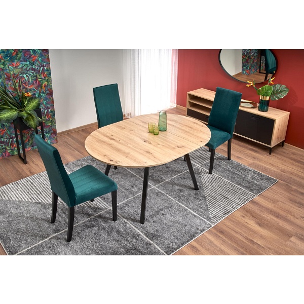 Stół RUBEN kolor blat - dąb artisan, nogi - czarny - Halmar