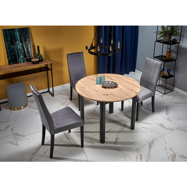 Stół RINGO kolor blat dąb artisan, nogi - czarny - Halmar