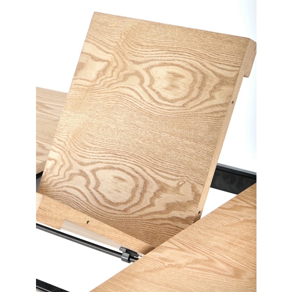 Stół VELDON rozkładany, blat - dąb naturalny, nogi - czarny - Halmar