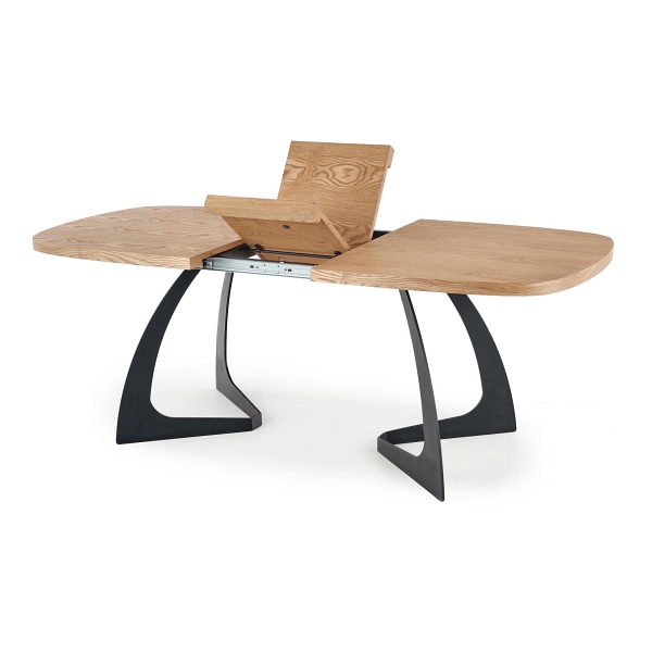 Stół VELDON rozkładany, blat - dąb naturalny, nogi - czarny - Halmar