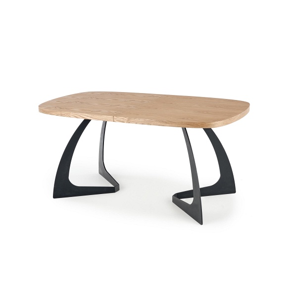 Stół VELDON rozkładany, blat - dąb naturalny, nogi - czarny - Halmar